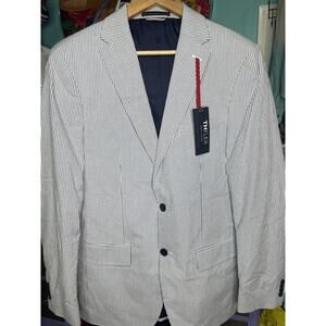 Tommy Hilfiger TH‎ Flex Blue and White Striped Blazer / Jacket NWT MSRP $295 40L